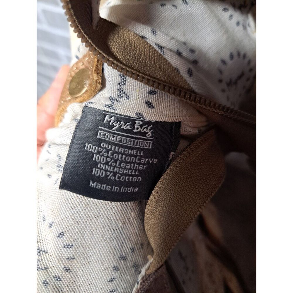 Myra Bag Women Ace Opcycled Canvas & Cowhide Messenger Large Crossbody Bag - Picture 9 of 16